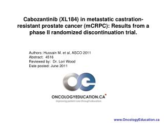 Cabozantinib (XL184) in metastatic castration-resistant prostate cancer (mCRPC): Results from a phase II randomized disc