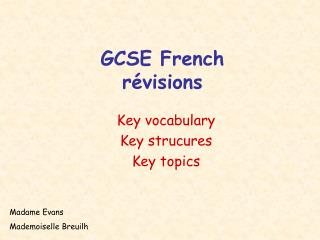 GCSE French révisions