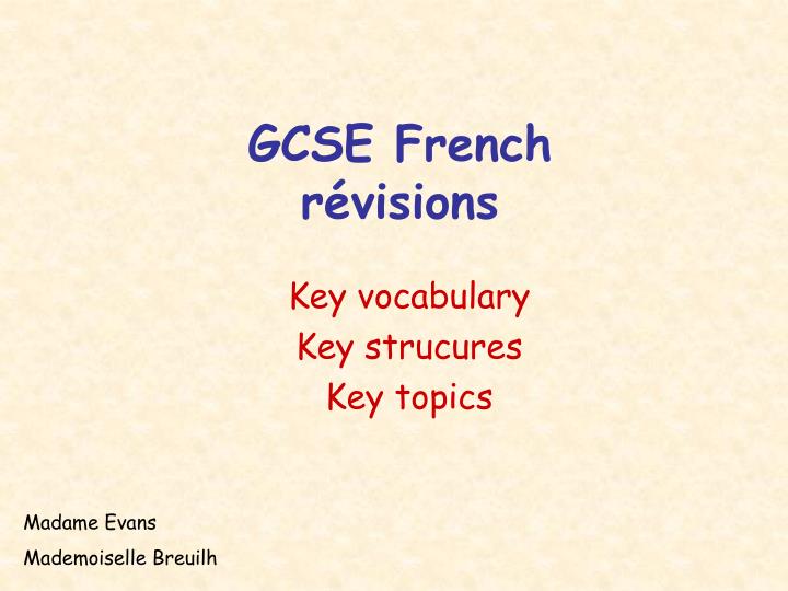gcse french r visions