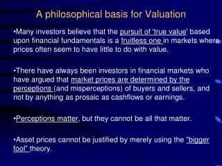 A philosophical basis for Valuation