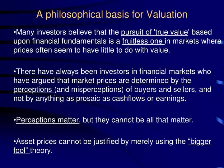 a philosophical basis for valuation