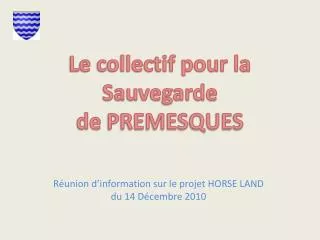 Réunion d’information sur le projet HORSE LAND du 14 Décembre 2010