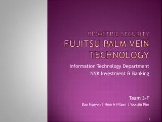 Biometric Security Fujitsu Palm Vein Technology