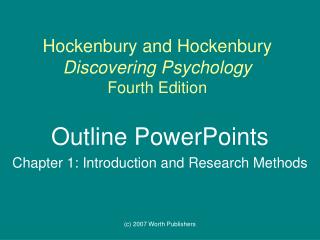 Hockenbury and Hockenbury Discovering Psychology Fourth Edition