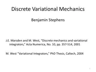 Discrete Variational Mechanics