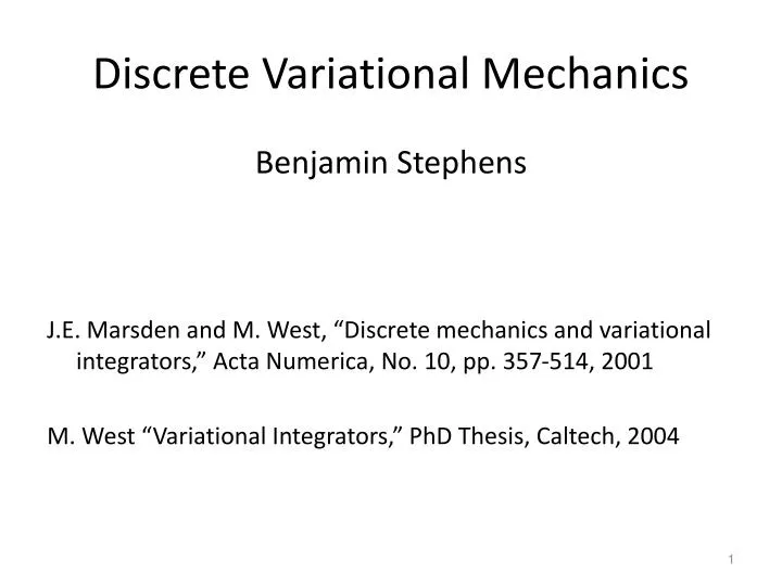 discrete variational mechanics