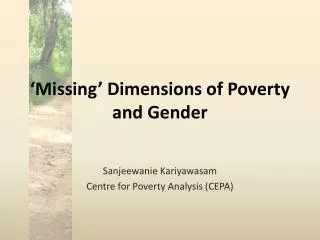 ‘ M issing’ Dimensions of Poverty and Gender