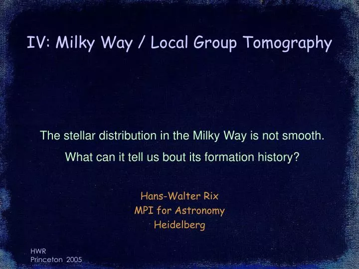 iv milky way local group tomography