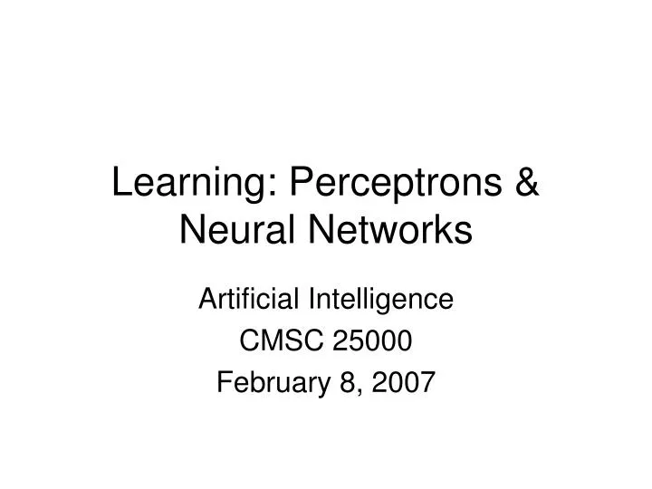 learning perceptrons neural networks