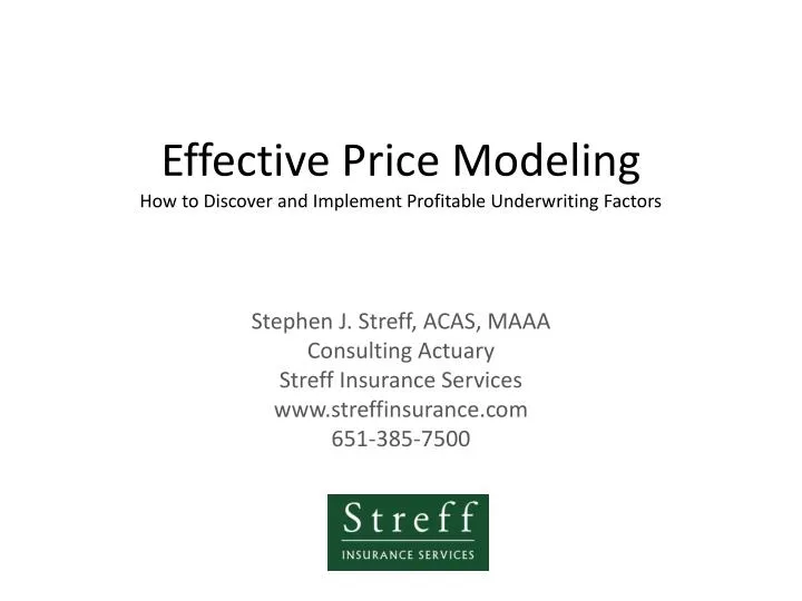 effective price modeling how to discover and implement profitable underwriting factors