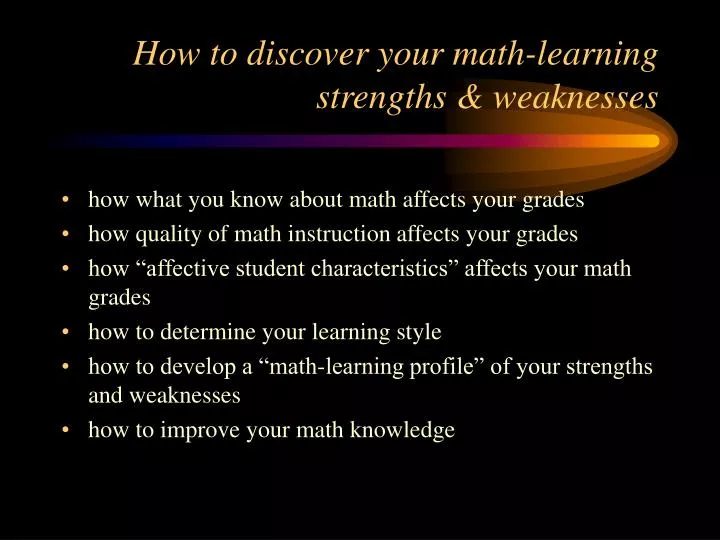 how to discover your math learning strengths weaknesses