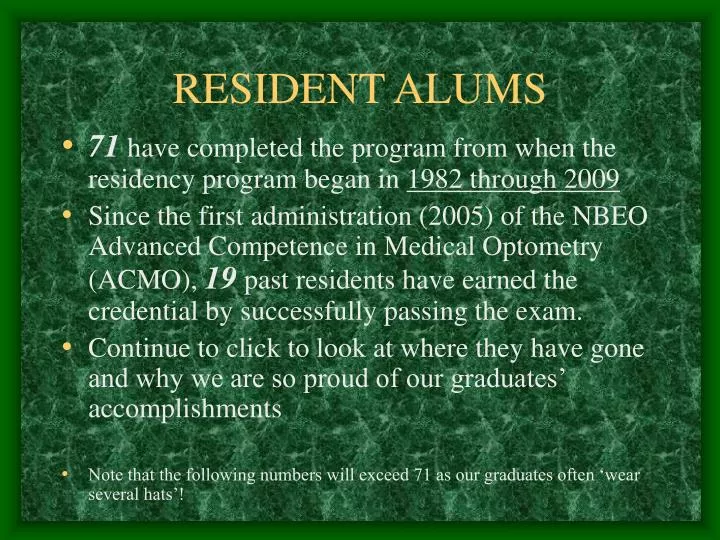 resident alums