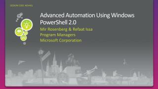 Advanced Automation Using Windows PowerShell 2.0