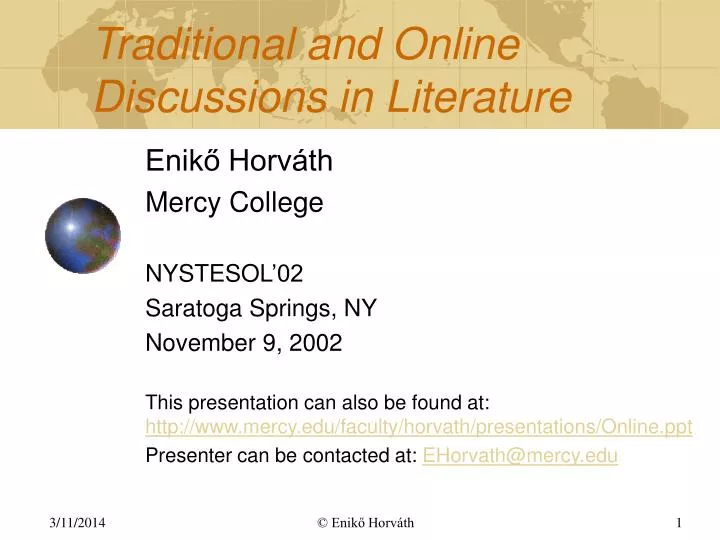 traditional and online discussions in l iterature