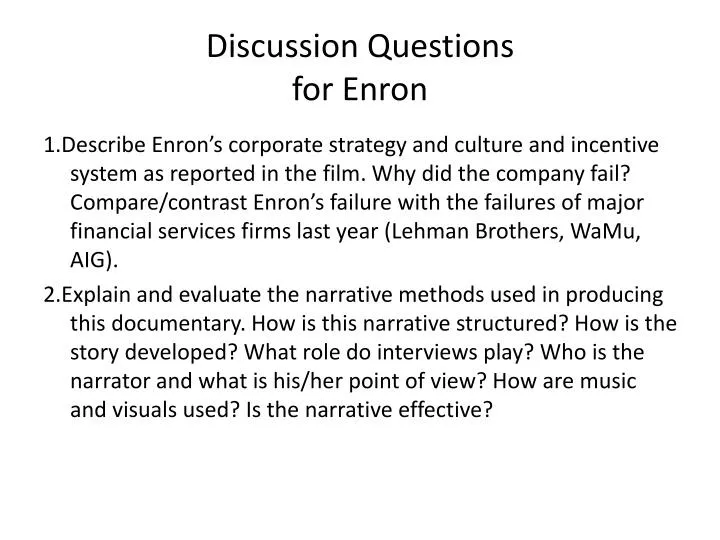 discussion questions for enron