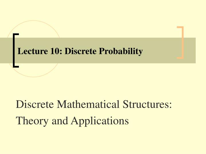 lecture 10 discrete probability