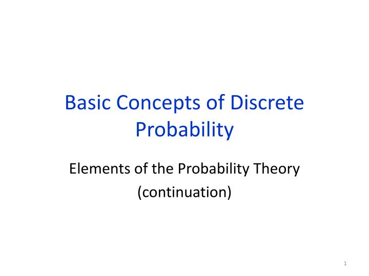 basic concepts of discrete probability