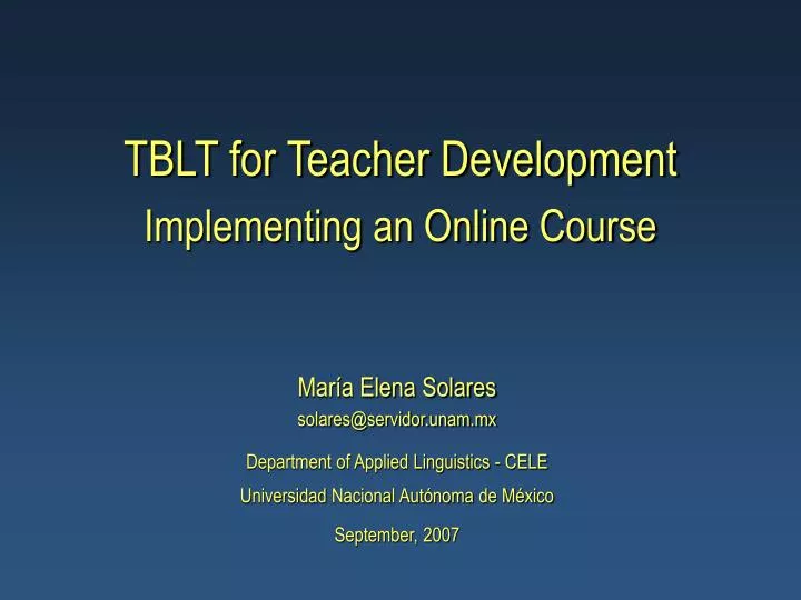 tblt for teacher development implementing an online course