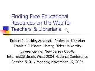 Finding Free Educational Resources on the Web for Teachers &amp; Librarians