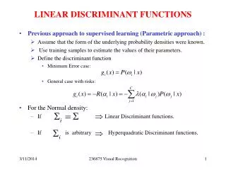 LINEAR DISCRIMINANT FUNCTIONS