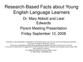 Research-Based Facts about Young English Language Learners