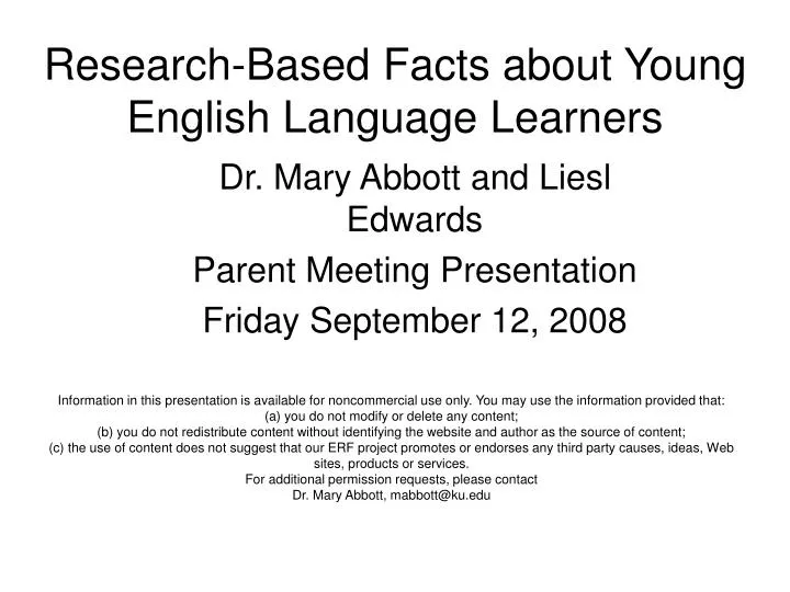 research based facts about young english language learners