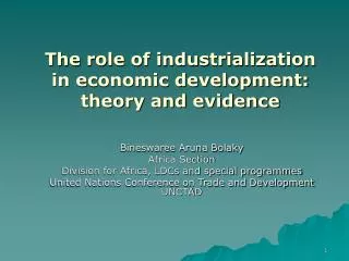 The role of industrialization in economic development: theory and evidence
