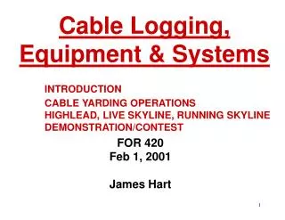 INTRODUCTION 	CABLE YARDING OPERATIONS 	HIGHLEAD, LIVE SKYLINE, RUNNING SKYLINE 	DEMONSTRATION/CONTEST