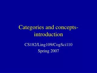 Categories and concepts- introduction