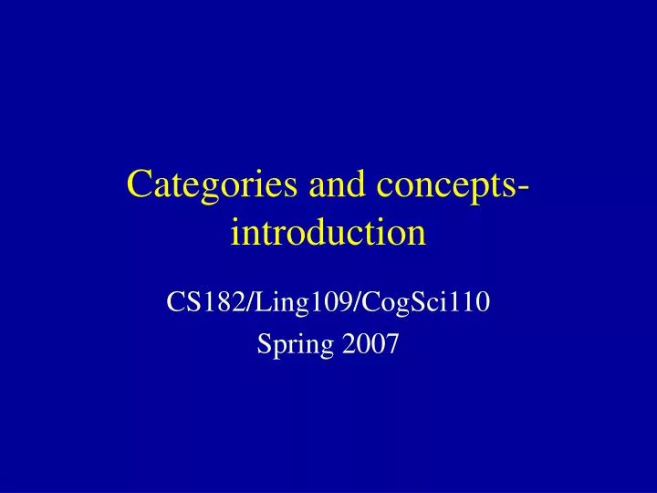 categories and concepts introduction