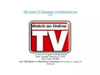 Gillingham vs Rotherham LIVE FLC DIRECT TV Streaming