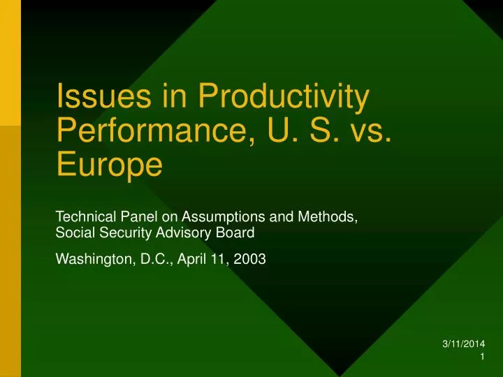 issues in productivity performance u s vs europe