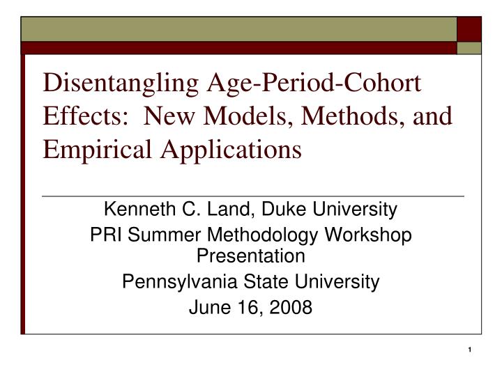 disentangling age period cohort effects new models methods and empirical applications