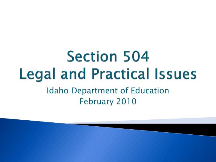 section 504 legal and practical issues