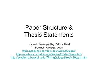 Paper Structure &amp; Thesis Statements