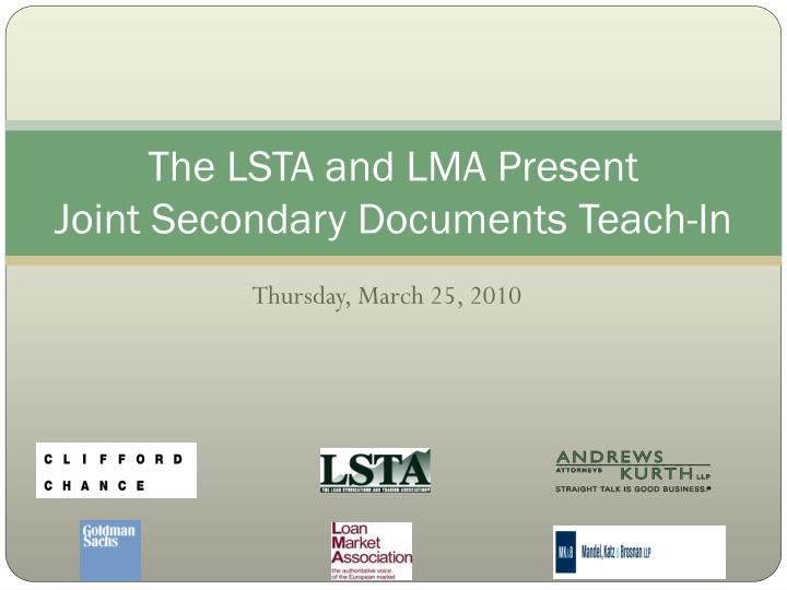 the lsta and lma present joint secondary documents teach in