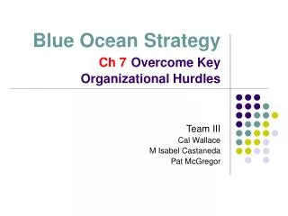 Blue Ocean Strategy Ch 7 Overcome Key Organizational Hurdles