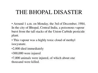 THE BHOPAL DISASTER