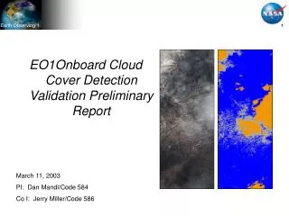 EO1Onboard Cloud Cover Detection Validation Preliminary Report