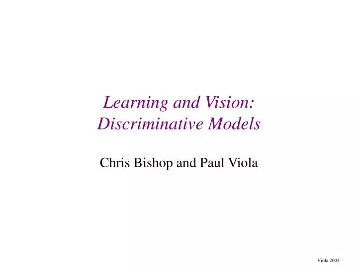 learning and vision discriminative models