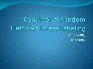 Conditional Random Fields for Image Labeling