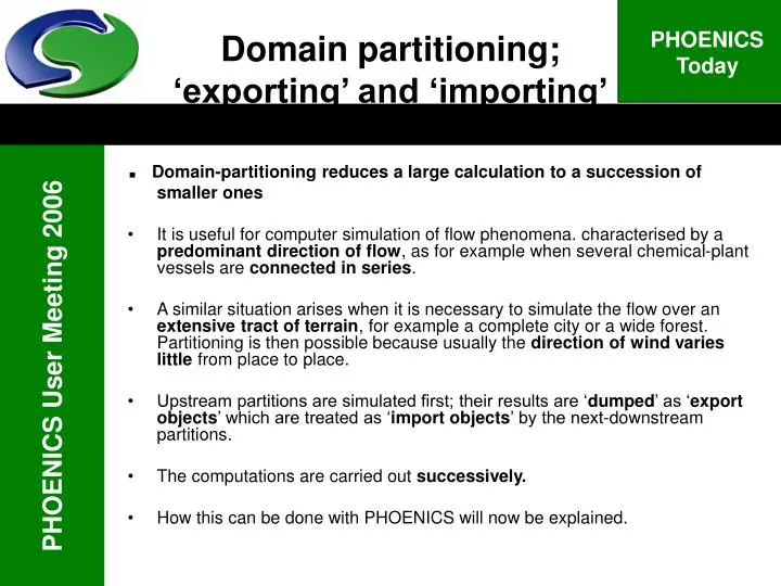 domain partitioning exporting and importing