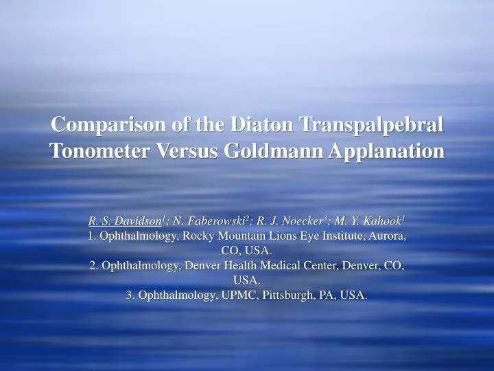 comparison of the diaton transpalpebral tonometer versus goldmann applanation