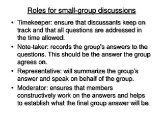 Roles for small-group discussions