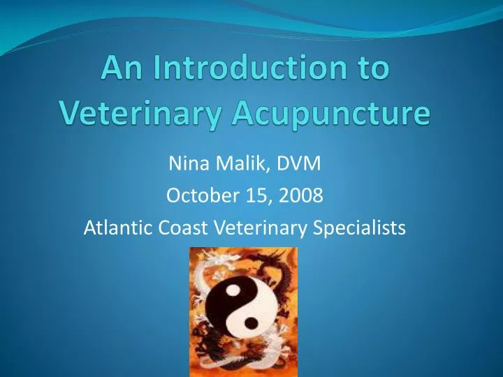 an introduction to veterinary acupuncture