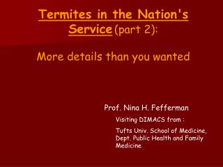 Termites in the Nation's Service (part 2): More details than you wanted