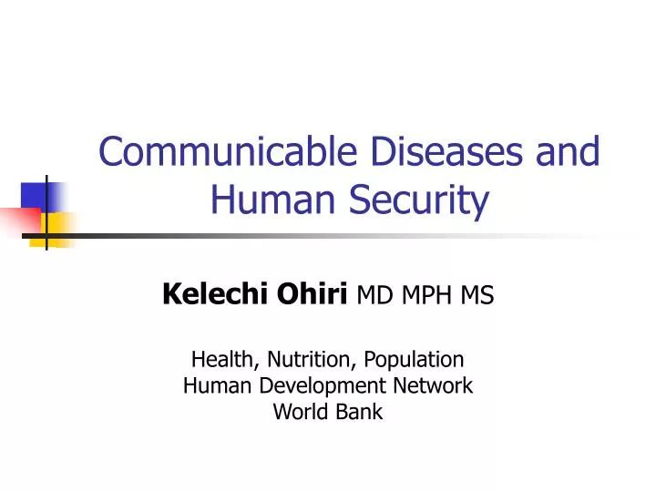 communicable diseases and human security
