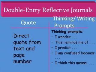 Double-Entry Reflective Journals