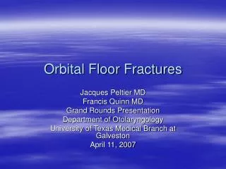 Orbital Floor Fractures