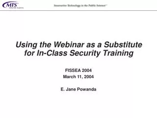 Using the Webinar as a Substitute for In-Class Security Training